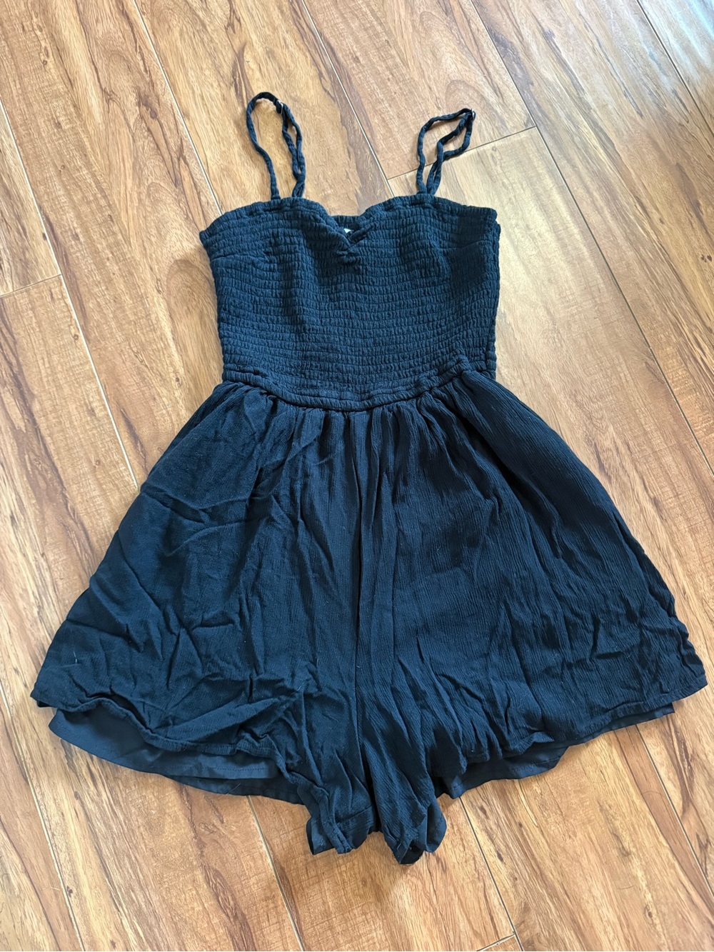 Hollister Black Smocked Strap Romper